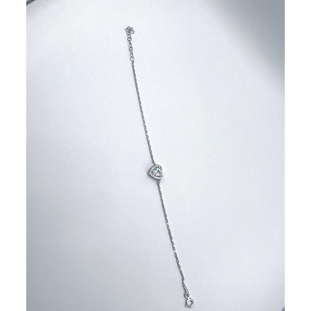 Silver Tone Crystal Halo Heart Charm Bracelet - Picture 3 of 6